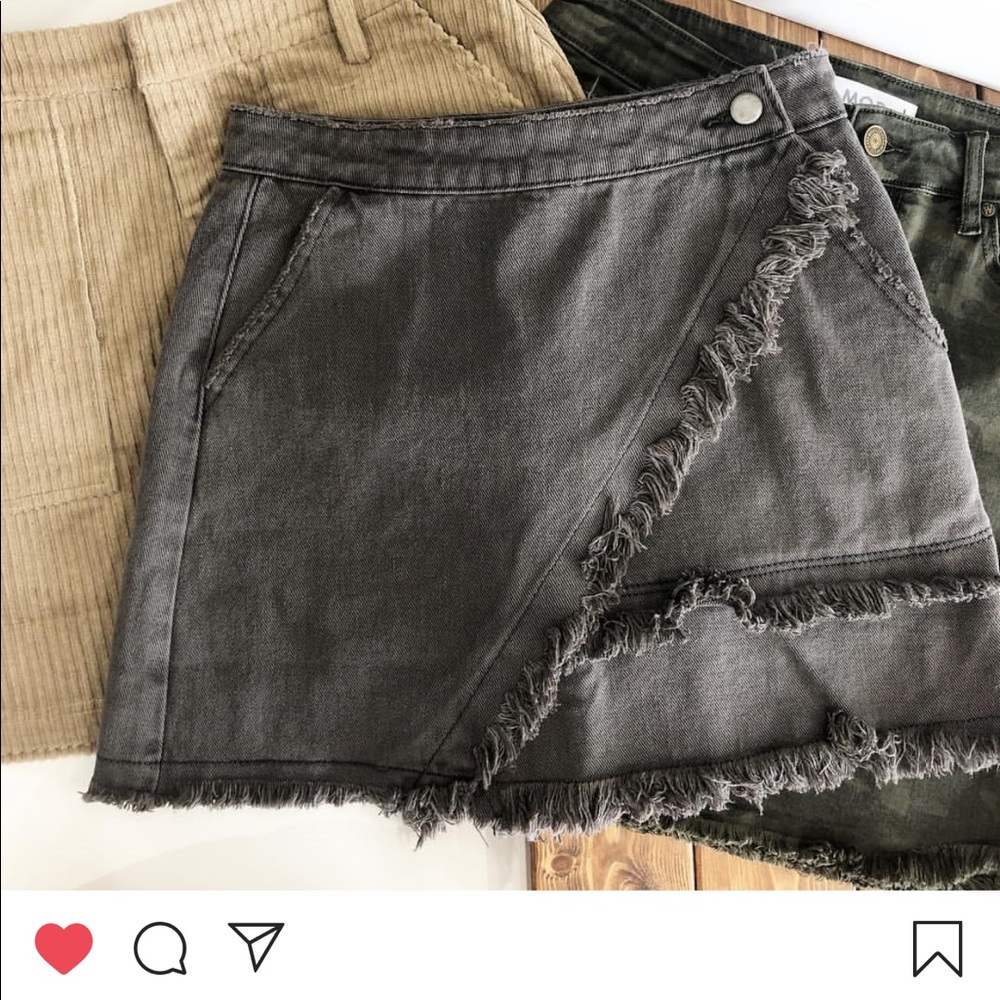 Charcoal grey distressed skirt